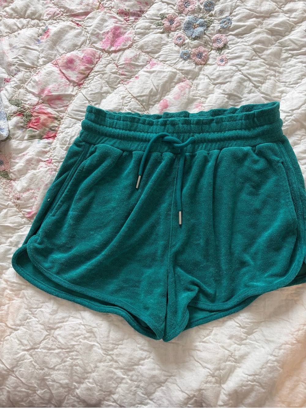 Blank NYC Teal Terry Swim Coverup Shorts